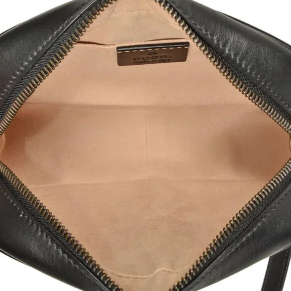 GUCCI Black Leather GG Marmont Shoulder Bag - Picture 5 of 7